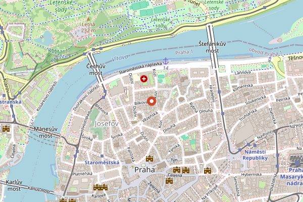 Map showing Dinitz Kosher Restaurant in Prague