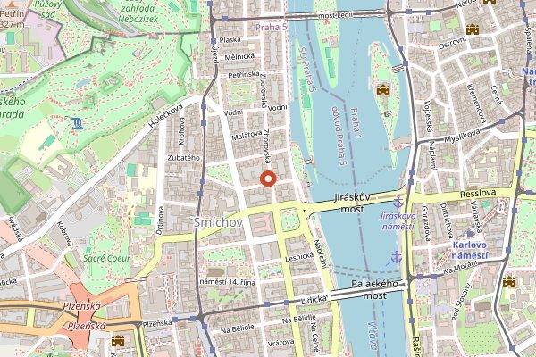 Map showing Loving Hut Smichov in Prague