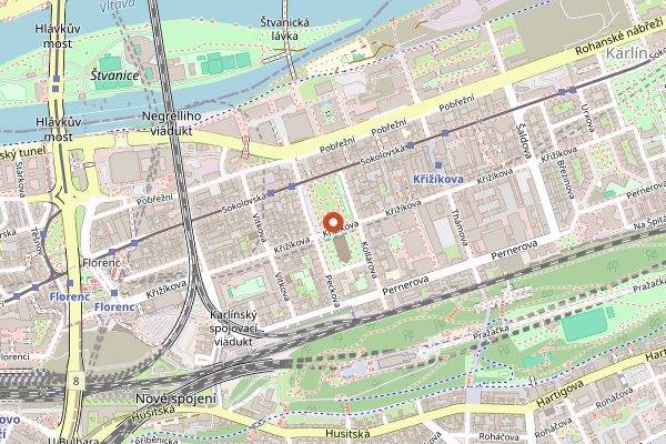 Map showing Karlin Street Food Festival in Prague