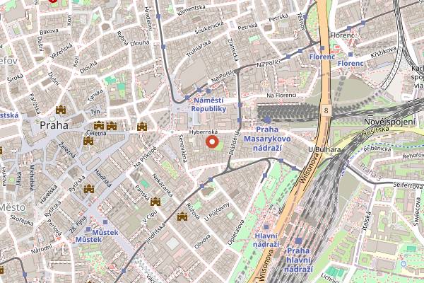 Map showing Náměstí Republiky Christmas Market in Prague