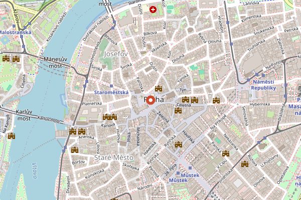 Map showing Old Town Square Christmas Market in Prague