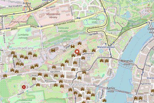 Map showing Terasa U Zlate Studne in Prague