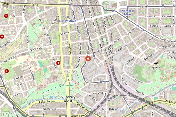 Map showing Pekarna Praktika in Prague
