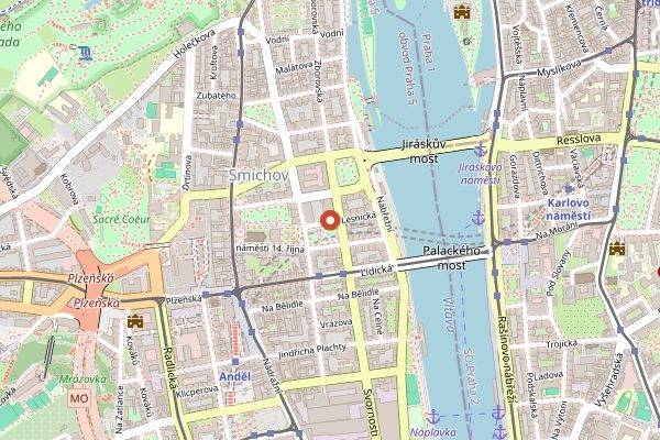 Map showing Manifesto Market Andel in Prague