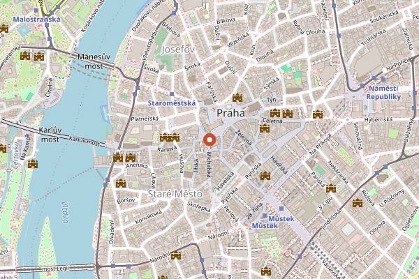 Map showing Black Angel's Bar in Prague
