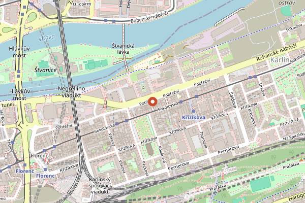 Map showing Cloud 9 Sky Bar and Lounge in Prague