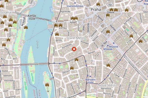 Map showing Friends Club in Prague