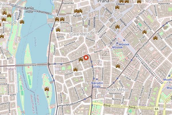 Map showing Reduta Jazz Club in Prague