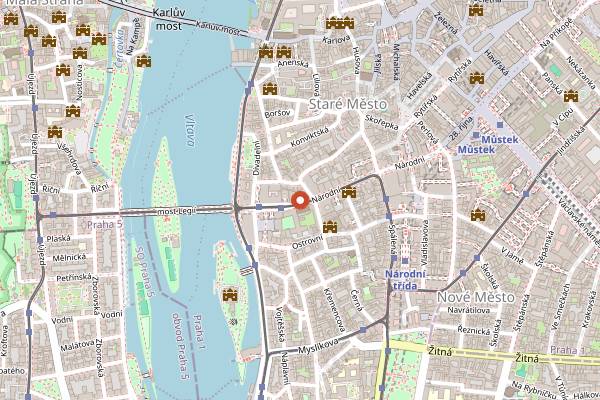Map showing Vzorkovna (Dog Bar) in Prague