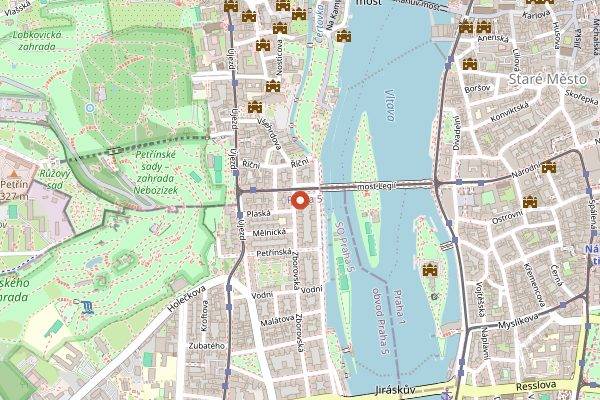 Map showing Cafe Savoy in Prague