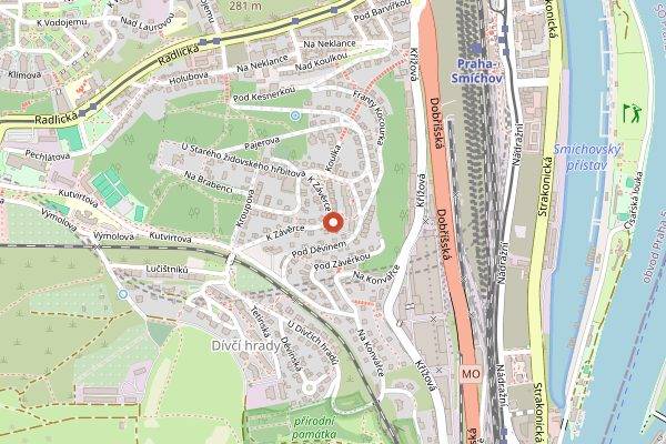 Map showing Na Kopci in Prague