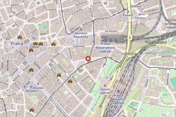 Map showing Vinograf Senovazne in Prague