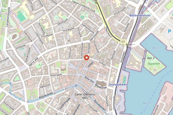 Map showing Oliver's Bakery in Aarhus
