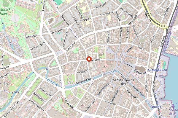 Map showing Cafe Krone in Aarhus