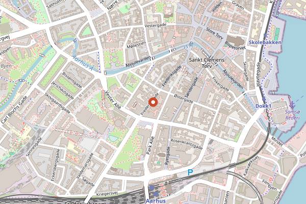 Map showing La Cabra Frederiksgade in Aarhus