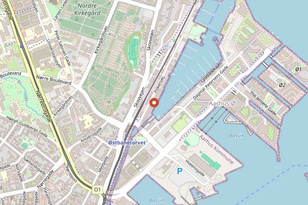 Map showing Hantwerk Bryggeri og Gastropub in Aarhus