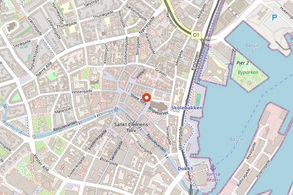 Map showing Emmerys Store Torv in Aarhus