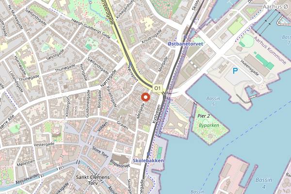 Map showing REKO Aarhus Farmers Market in Aarhus