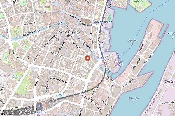 Map showing Restaurant Klokken in Aarhus