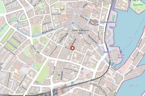 Map showing Salling Rooftop Hot Dog Stand in Aarhus