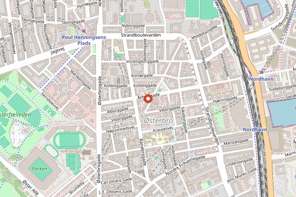 Map showing Juno the Bakery (cardamom bun breakfast) in Copenhagen