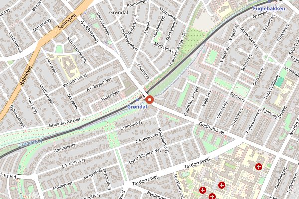Map showing Coffee Collective (Godthåbsvej) in Copenhagen