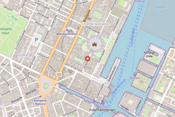 Map showing Restaurant Amalie in Copenhagen