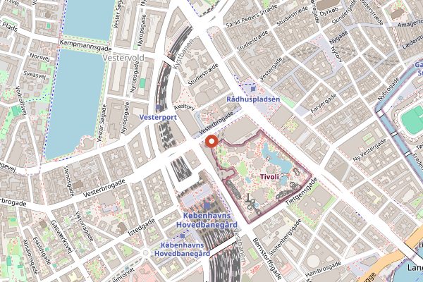 Map showing Tivoli Food Festival in Copenhagen