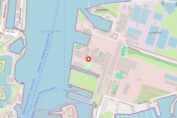 Map showing Reffen in Copenhagen