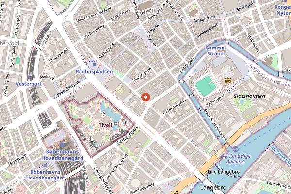 Map showing The Rooftop Bar at Hotel Danmark in Copenhagen