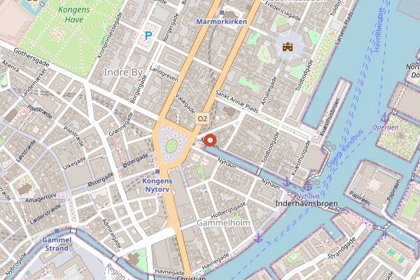 Map showing Nyhavns Færgekro in Copenhagen