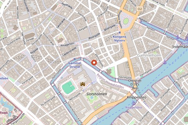 Map showing Ved Stranden 10 in Copenhagen