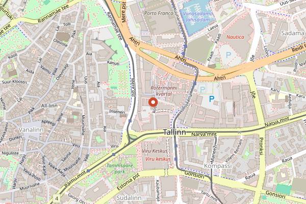 Map showing Kalev Confectionery Shop in Tallinn