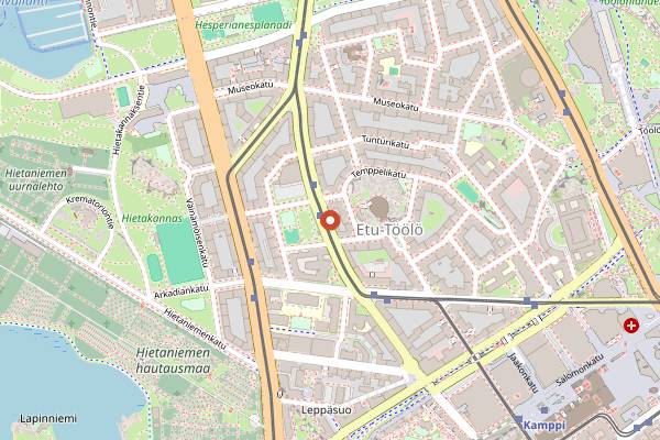 Map showing Levain Töölö in Helsinki