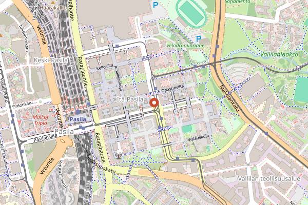 Map showing East-West pub in Helsinki