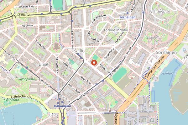 Map showing HogoHuene in Helsinki