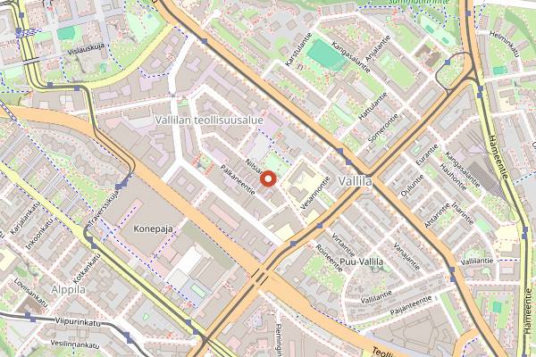 Map showing Vallilan Panimo in Helsinki