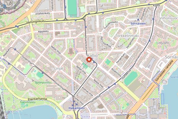 Map showing Restaurant Flät No 14 in Helsinki