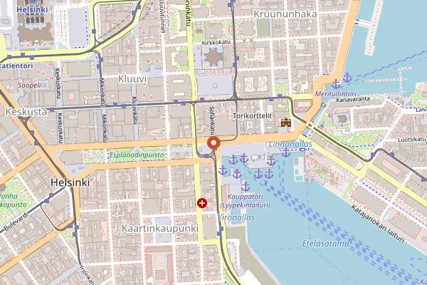 Map showing Market Square stalls in Helsinki