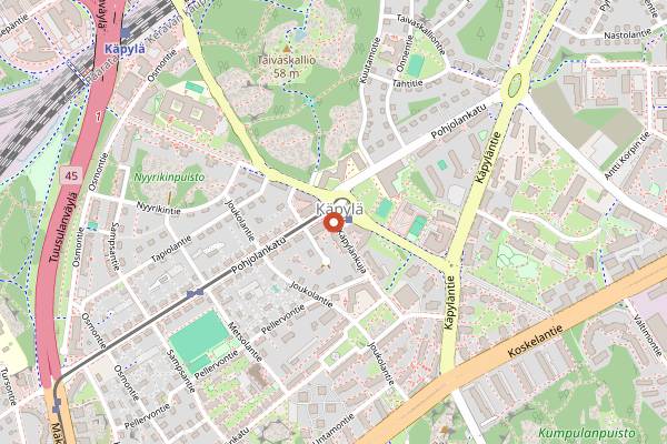 Map showing Saurahuone in Helsinki