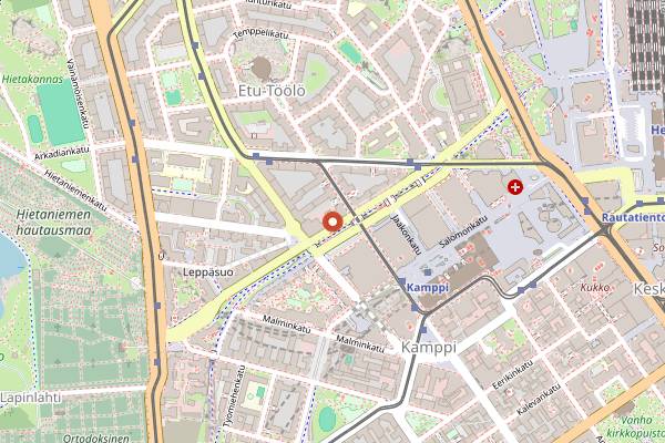 Map showing Lykke in Helsinki