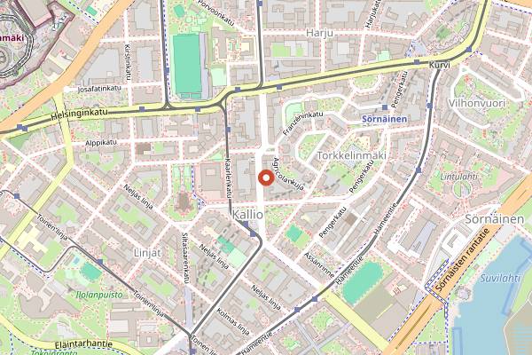 Map showing Gastro Cafe Kallio in Helsinki