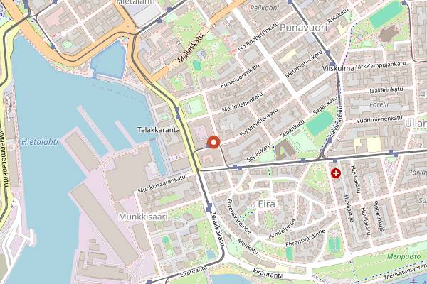 Map showing Kaffa Roastery in Helsinki