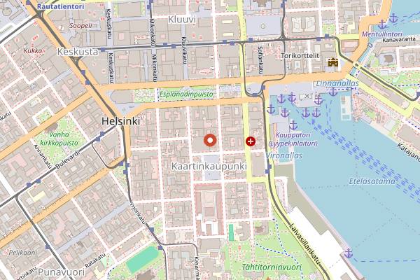 Map showing Zucchini Vegetarian Cafe in Helsinki