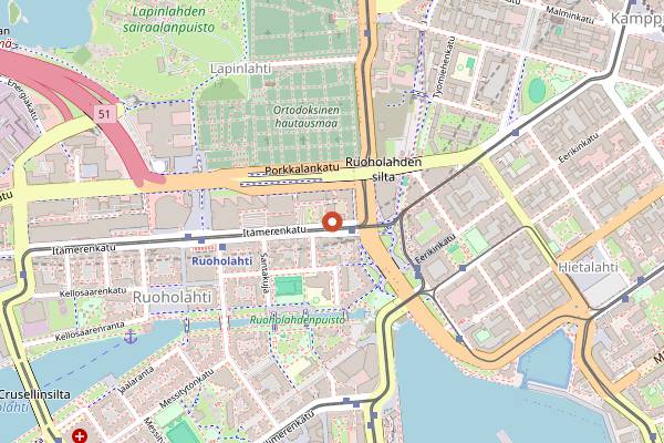 Map showing Restaurant The Pantry in Helsinki