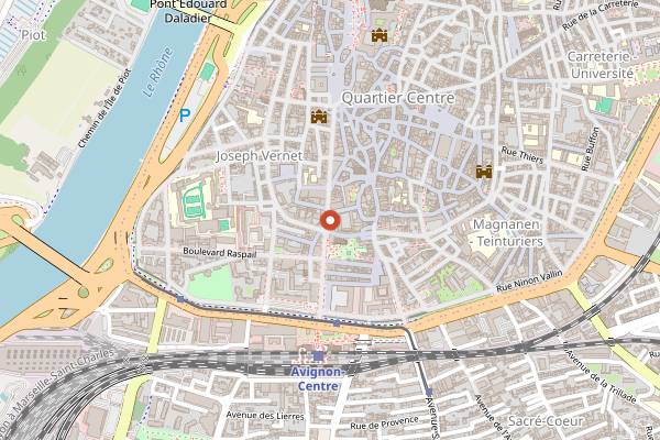 Map showing Le Central Bar in Avignon