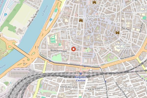 Map showing Italie là-bas Ré in Avignon