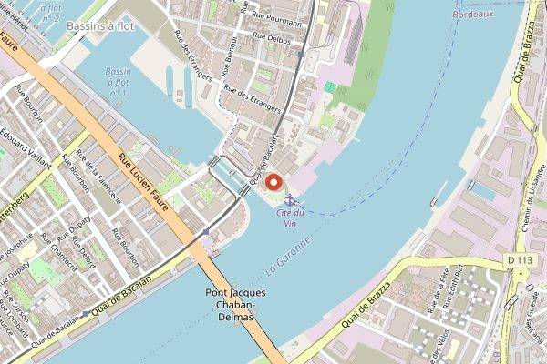 Map showing Cite du Vin Belvedere in Bordeaux