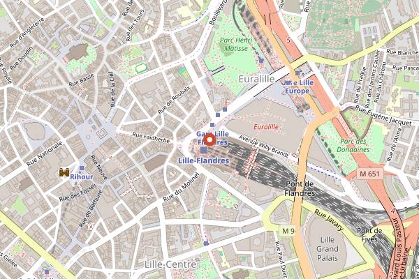 Map showing Aux Merveilleux de Fred (Gare Lille Flandres) in Lille