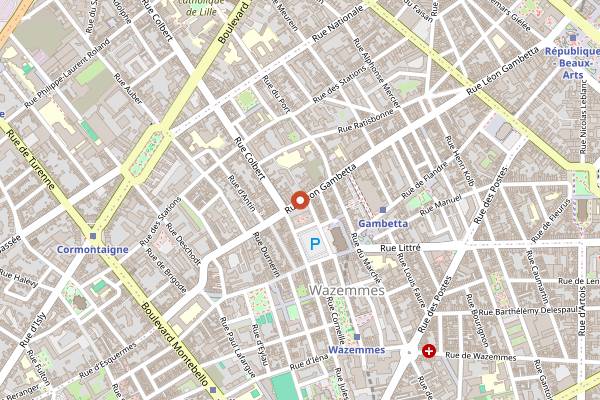 Map showing Aux Merveilleux de Fred (Wazemmes) in Lille